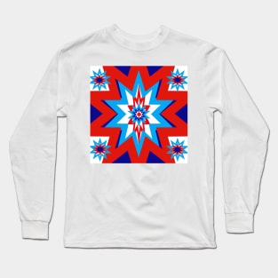 Star Graphic Red White Blue Long Sleeve T-Shirt